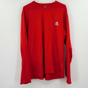 Adidas XL Red silver techfit logo seams long sleeve crewneck running shirt